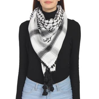 Black & White Woven Polyester Square Scarf 3