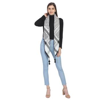 Black & White Woven Polyester Square Scarf 4
