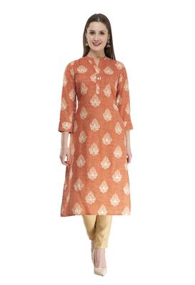 brown Womens Printed Straight Kurta KD18B 1