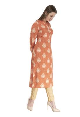 brown Womens Printed Straight Kurta KD18B 3