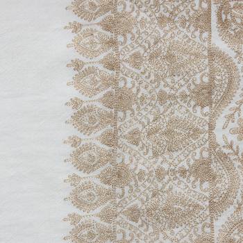 White & Gold Woolen Ethnic Embroidered Shawl 4