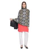 Black Gold & Silver Woolen Ethnic Embroidered Shawl