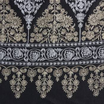 Black Gold & Silver Woolen Ethnic Embroidered Shawl 4