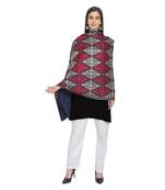 Navy Gold & Rani Woolen Ethnic Embroidered Shawl