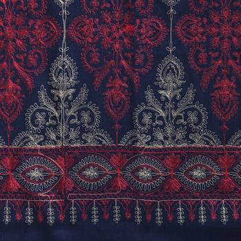 Navy Gold & Rani Woolen Ethnic Embroidered Shawl 4