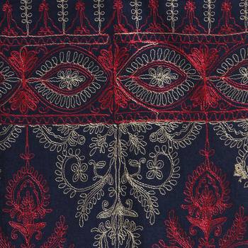 Navy Gold & Rani Woolen Ethnic Embroidered Shawl 5