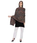 Black & Multi Woolen Woven Paisley Shawl