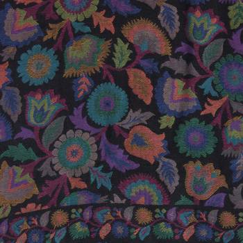 Black & Multi Woolen Woven Floral Shawl 4