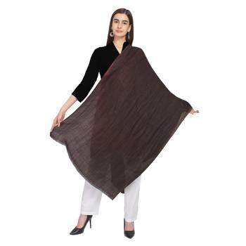 Dark Brown & Gold Woolen Woven Zari Reversible Shawl 2