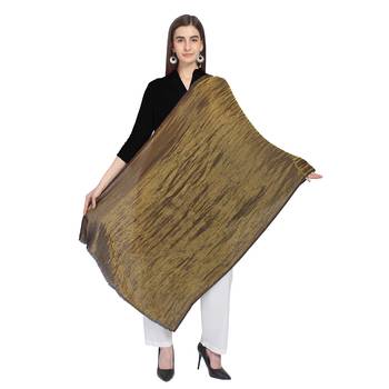 Dark Brown & Gold Woolen Woven Zari Reversible Shawl 3