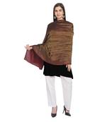 Maroon & Gold Woolen Woven Zari Reversible Shawl
