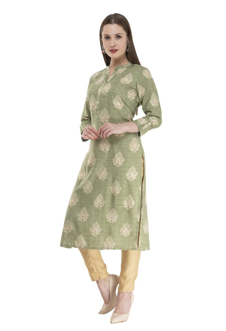 light green womens rayon straight kurta KD18C