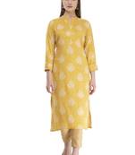 yellow womens rayon straight kurta KD18D