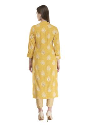 yellow womens rayon straight kurta KD18D 2