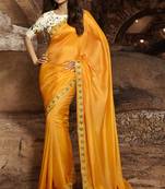 Yellow Embroidered Fancy Fabric Bollywood Saree With Blouse