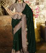 Green Embroidered Fancy Fabric Bollywood Saree With Blouse