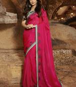 Pink Embroidered Fancy Fabric Bollywood Saree With Blouse