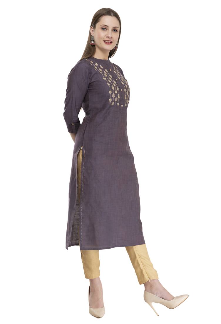 Lavender womens rayon straight kurta LG300