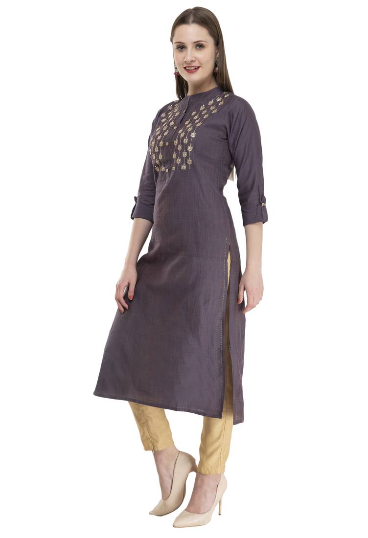 Lavender womens rayon straight kurta LG300
