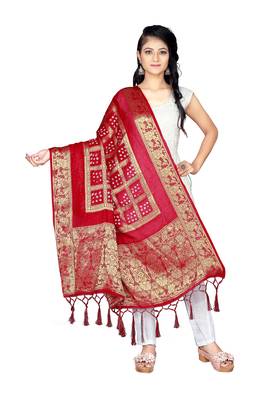 maroon BANDHANI BANDHEJ DUPATTA 1