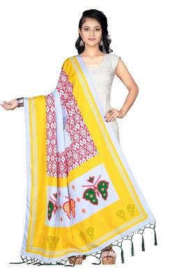 yellow DESINGER PRINTED REYON COTTON DUPATTA 1