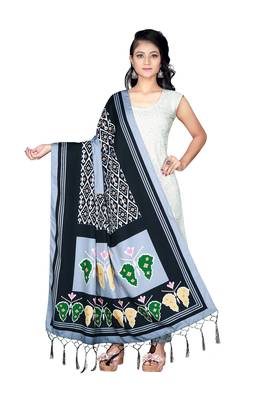 black DESINGER PRINTED REYON COTTON DUPATTA 1