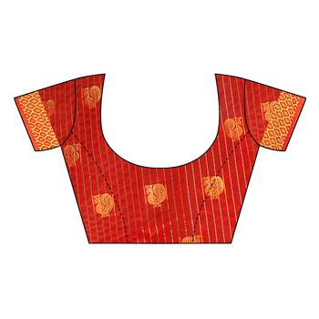 Yellow woven cotton silk saree with blouse 4