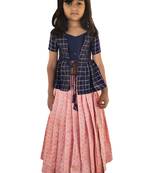 Kids Blue Top And Pink Lehenga Choli