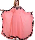 peach georgette moroccan islamic dubai kaftan farasha aari and stone work dress