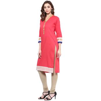 Ridan Cotton Pink Straight Kurti   2