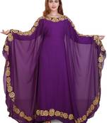 purple moroccan islamic dubai kaftan farasha aari and stone work dress