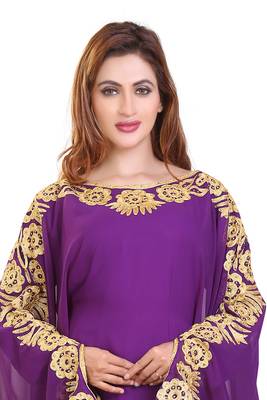 purple moroccan islamic dubai kaftan farasha aari and stone work dress 2