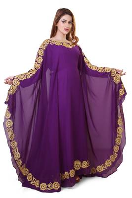 purple moroccan islamic dubai kaftan farasha aari and stone work dress 3