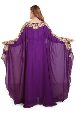 purple moroccan islamic dubai kaftan farasha aari and stone work dress 5