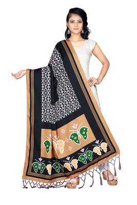 brown DESINGER PRINTED REYON COTTON DUPATTA 1