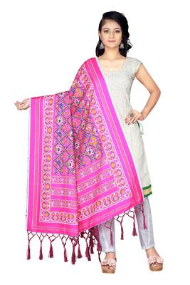 pink PATOLA PRINTED RETON COTTON DUPATTA 1