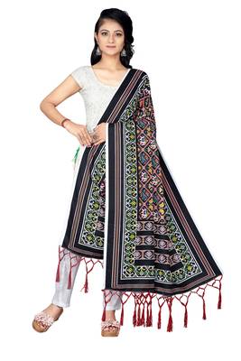 black PATOLA PRINTED RETON COTTON DUPATTA 1