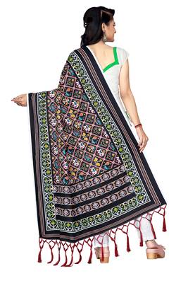 black PATOLA PRINTED RETON COTTON DUPATTA 2