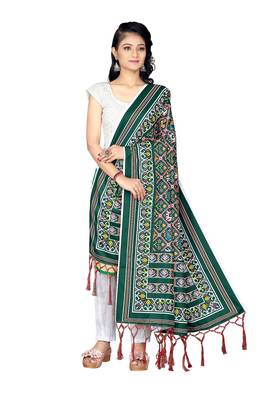 green PATOLA PRINTED RETON COTTON DUPATTA 1