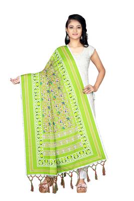 green PATOLA PRINTED RETON COTTON DUPATTA 1