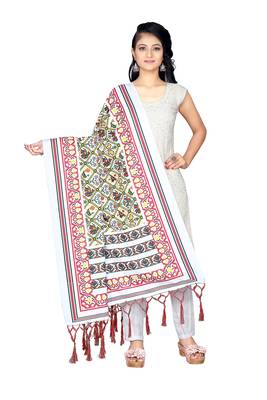 white PATOLA PRINTED RETON COTTON DUPATTA 1