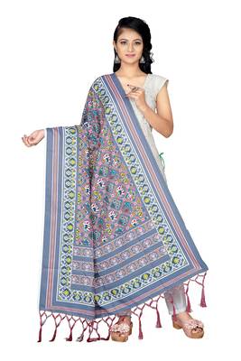 blue PATOLA PRINTED RETON COTTON DUPATTA 1
