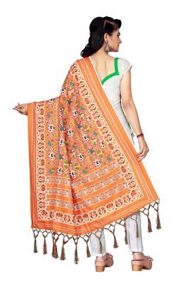 orange PATOLA PRINTED RETON COTTON DUPATTA 2