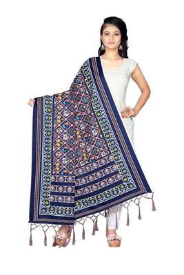 blue PATOLA PRINTED RETON COTTON DUPATTA 1