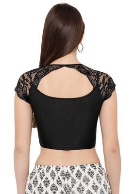 Women's Black Casual Stretchable Readymade Saree Blouse 2