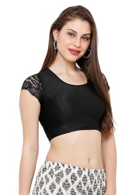 Women's Black Casual Stretchable Readymade Saree Blouse 3