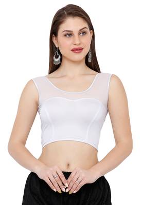 Women's Silver Sweetheart Yoke Stretchable Casual Readymade Saree Blouse 1