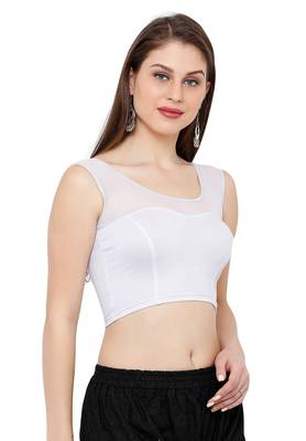 Women's Silver Sweetheart Yoke Stretchable Casual Readymade Saree Blouse 3