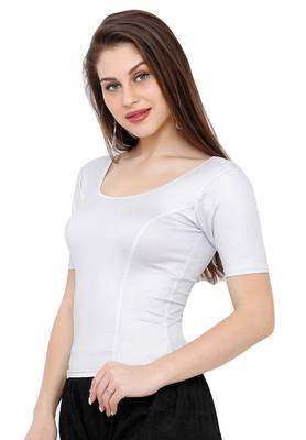 Women's Silver Long Casual Stretchable Readymade Saree Blouse 3