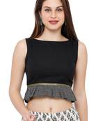 Women's Black Fancy Waist Flared Readymade Saree Blouse